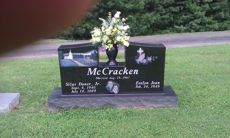 Church & Cross Painted Tombstone Design / Monument with Flowers Holder